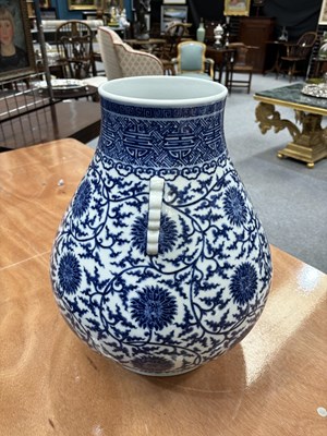 Lot 75 - A LARGE MING-STYLE BLUE AND WHITE VASE, HU