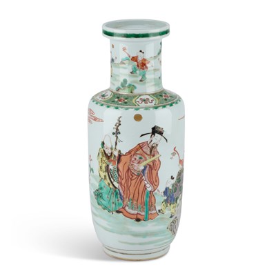 Lot 144 - A LARGE CHINESE FAMILLE VERTE ROULEAU VASE