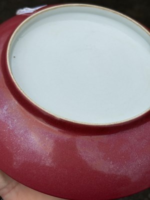 Lot 85 - A CHINESE RUBY-BACK 'IMMORTAL' SAUCER DISH