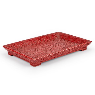 Lot 130 - A CHINESE CINNABAR LACQUER TRAY