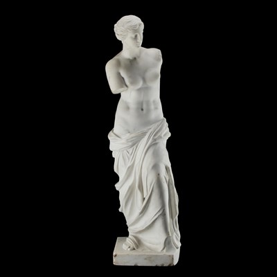 Lot 671 - AFTER THE ANTIQUE, A LARGE CARVED MARBLE FIGURE OF THE VENUS DE MILO, 19TH CENTURY