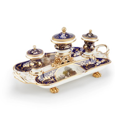 Lot 46 - A BLOOR DERBY INKSTAND, SECOND QUARTER 19TH CENTURY