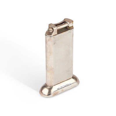 Lot 165 - A DUNHILL SILVER-PLATED TABLE LIGHTER