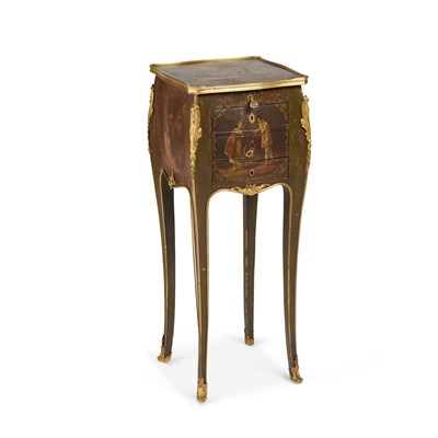 Lot 739 - A LOUIS XV STYLE PAINTED AND GILT-METAL MOUNTED VERNIS MARTIN OCCASIONAL TABLE