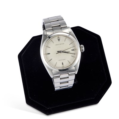 Lot 495 - A GENTS STEEL ROLEX OYSTER PRECISION BRACELET WATCH