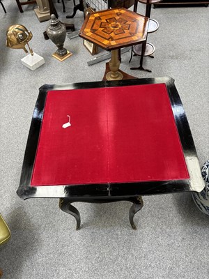 Lot 734 - A NAPOLEON III BRASS-INLAID EBONISED LADIES DRESSING TABLE-CUM-GAMES TABLE