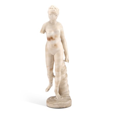 Lot 561 - A 19TH CENTURY ALABASTER FIGURE