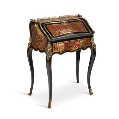 Lot 764 - A NAPOLEON III EBONISED AND BOULLE INLAID BUREAU EN PENTE