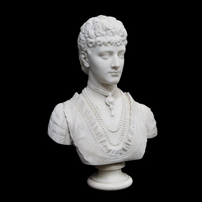 Lot 559 - ATTRIBUTED TO HENRY GARLAND (1831-1902), A MARBLE BUST OF A LADY, POSSIBLY QUEEN ALEXANDRA