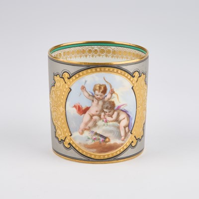 Lot 36 - A SÈVRES STYLE CUP AND SAUCER, LATE 19TH CENTURY