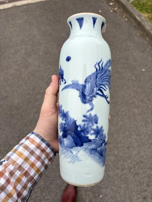 Lot 121 - A CHINESE BLUE AND WHITE SLEEVE VASE