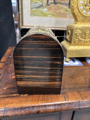 Lot 784 - A VICTORIAN BRASS-MOUNTED COROMANDEL TEA CADDY, SIGNED J & G HAYWOOD, DERBY