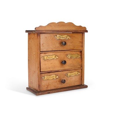 Lot 296 - A LATE 19TH CENTURY BEECH CHEST OF SPICE DRAWERS