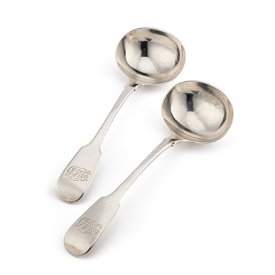 Lot 411 - A PAIR OF WILLIAM IV SILVER SAUCE LADLES