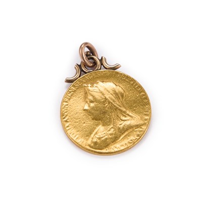 Lot 505 - A VICTORIAN 1897 DIAMOND JUBILEE GOLD MEDAL PENDANT