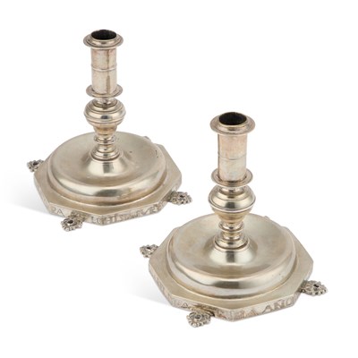 Lot 227 - A PAIR OF SOUTH AMERICAN/ SPANISH COLONIAL UNMARKED SILVER CANDLESTICKS