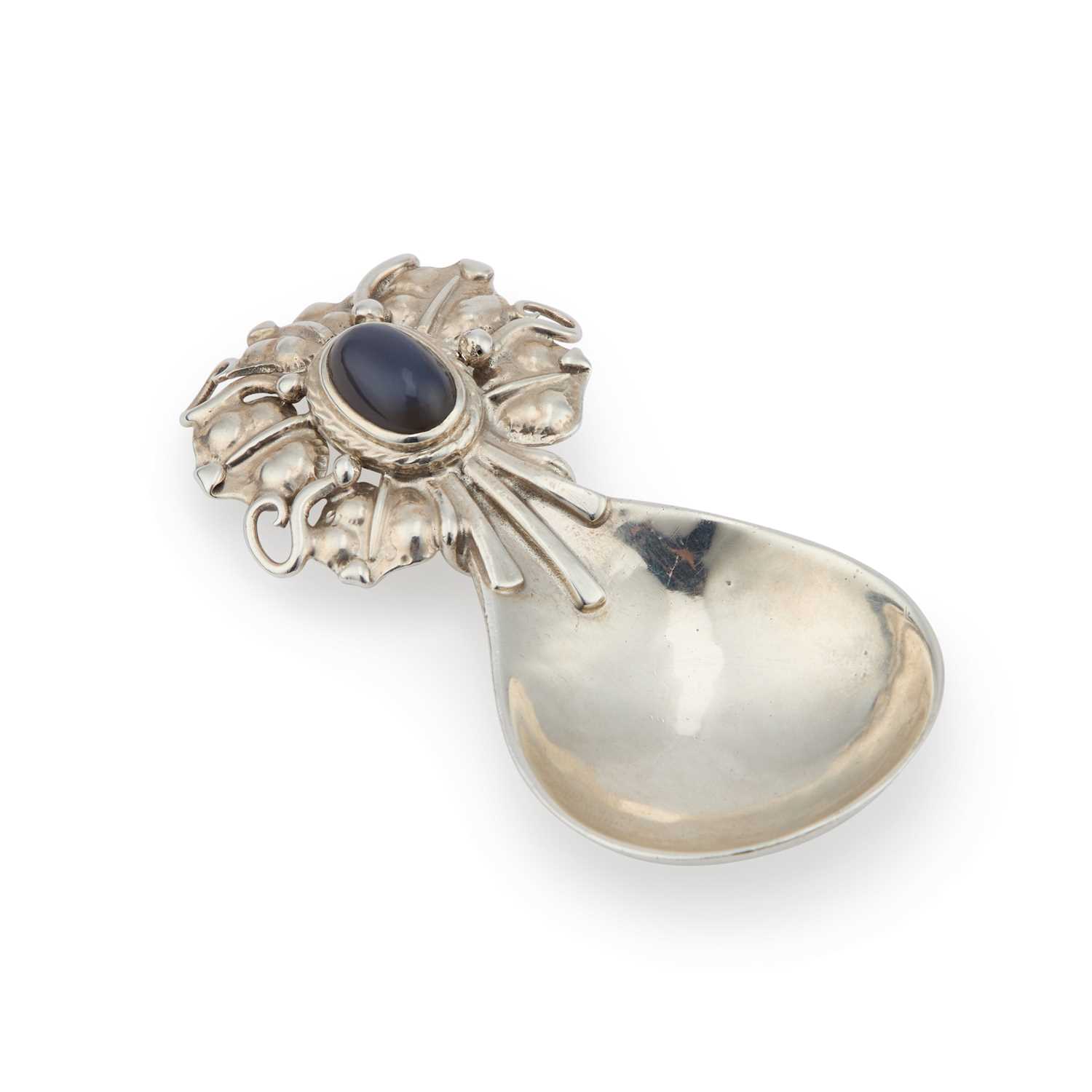 Lot 355 - OMAR RAMSDEN: AN ARTS AND CRAFTS SILVER CADDY SPOON