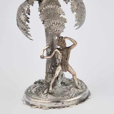 Lot 176 - A RARE AUSTRALIAN SILVER-MOUNTED EMU EGG CUP, CIRCA 1870