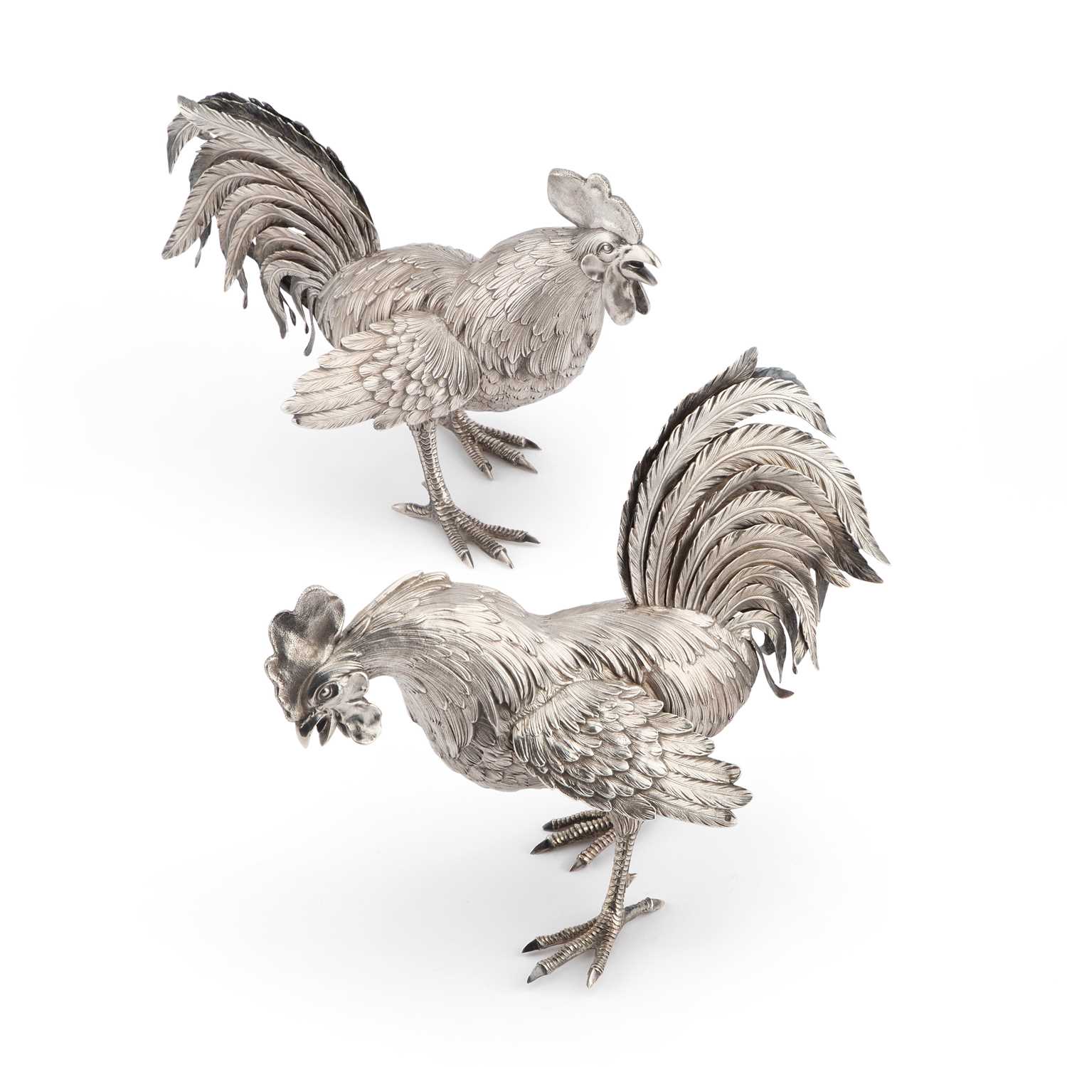 Lot 236 - A FINE PAIR OF FRENCH SILVER MODELS OF