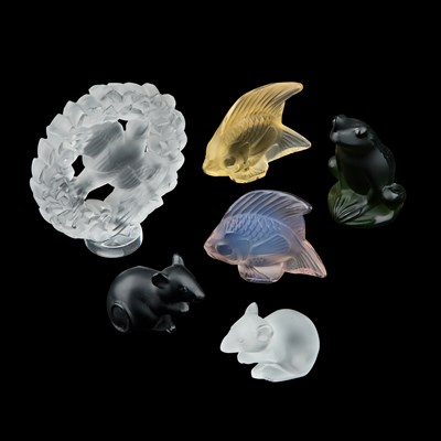 Lot 28 - A GROUP OF SIX LALIQUE ANIMAL MODELS