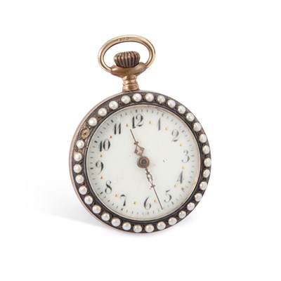 Lot 485 - AN ENAMELLED CASED FOB WATCH