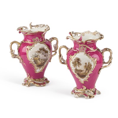 Lot 50 - A PAIR OF SAMUEL ALCOCK TWO-HANDLED VASES