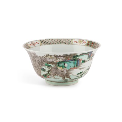Lot 129 - A CHINESE FAMILLE VERTE INSCRIBED BOWL