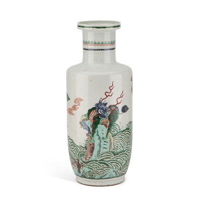 Lot 699 - A CHINESE FAMILLE VERTE ROULEAU VASE