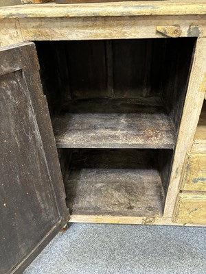 Lot 722 - A 19TH CENTURY FRENCH PAINTED PINE DRESSER AND RACK