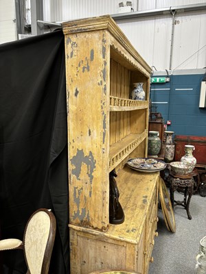 Lot 722 - A 19TH CENTURY FRENCH PAINTED PINE DRESSER AND RACK
