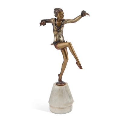 Lot 546 - AN ART DECO COLD-PAINTED BRONZE FIGURE OF A DANCER