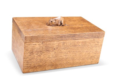 Lot 427 - ROBERT THOMPSON OF KILBURN, A VINTAGE MOUSEMAN OAK TRINKET BOX