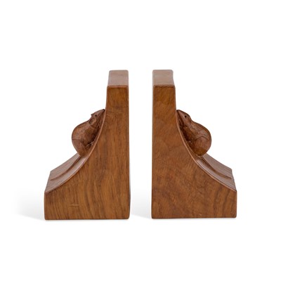 Lot 1186 - ROBERT THOMPSON OF KILBURN: A PAIR OF MOUSEMAN OAK BOOKENDS