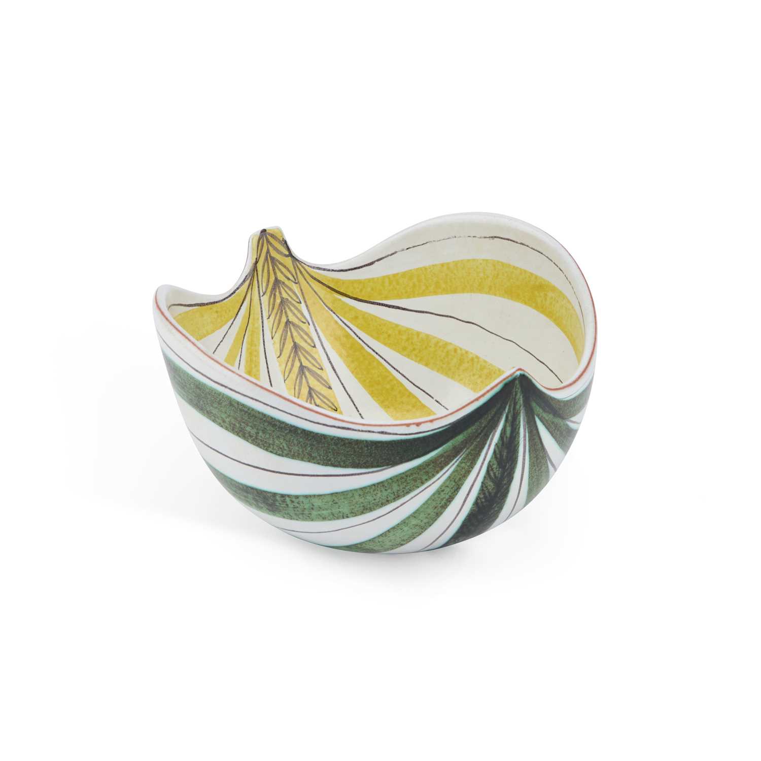 Lot 121 - STIG LINDBERG FOR GUSTAVSBERG, A SWEDISH FAIENCE LEAF BOWL, CIRCA 1950S