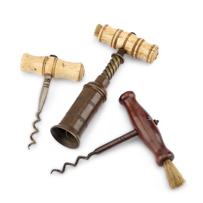 Lot 562 - THREE ANTIQUE CORKSCREWS