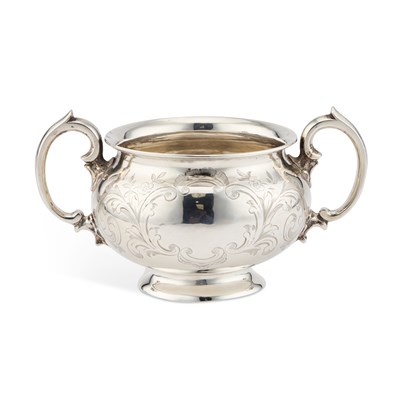 Lot 419 - A VICTORIAN SILVER TWO-HANDLED SUGAR BOWL