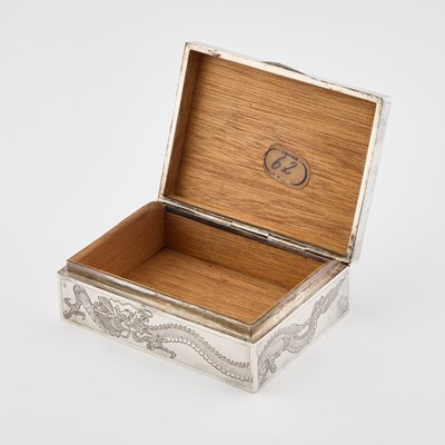 Lot 220 - A CHINESE SILVER CIGARETTE BOX