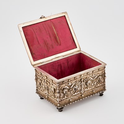 Lot 149 - A LATE 19TH CENTURY CONTINENTAL SILVER-PLATED JEWELLERY CASKET
