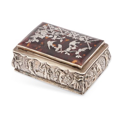 Lot 421 - A VICTORIAN SILVER AND TORTOISESHELL JEWELLERY CASKET