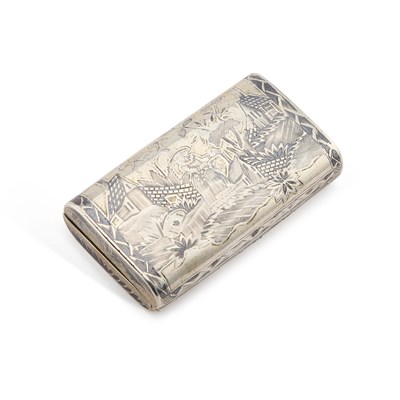 Lot 243 - A 19TH CENTURY RUSSIAN SILVER AND NIELLO SNUFF BOX