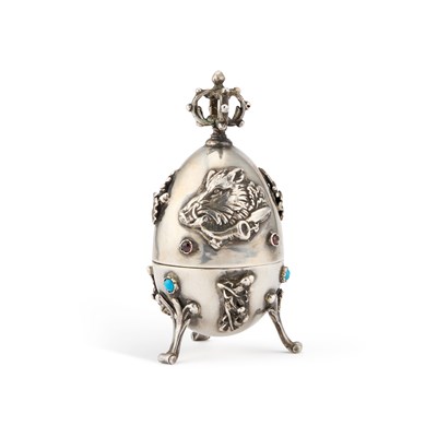 Lot 248 - A RUSSIAN SILVER EGG