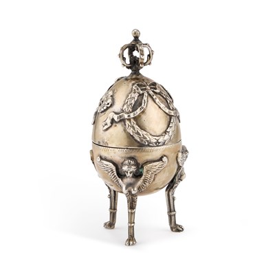 Lot 238 - A RUSSIAN SILVER EGG