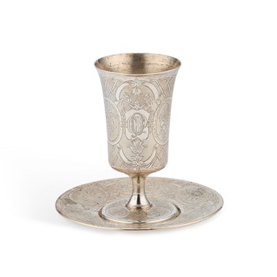 Lot 284 - A FRENCH SILVER GOBLET AND STAND