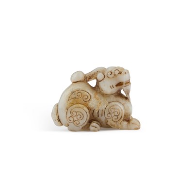 Lot 163 - A CHINESE JADE CARVING OF A BIXIE