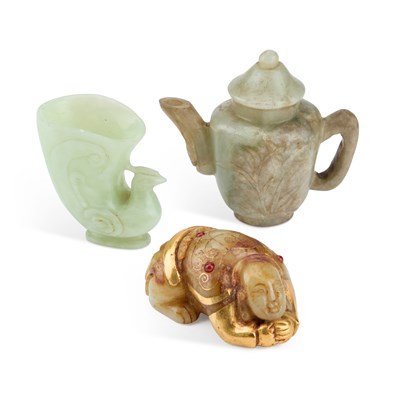 Lot 87 - THREE CHINESE JADE CARVINGS