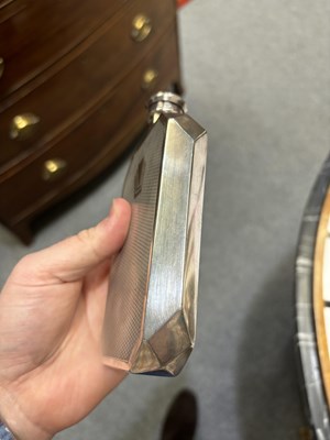 Lot 167 - TWO SILVER HIP FLASKS AND SIX SILVER-PLATED HIP FLASKS