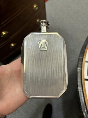 Lot 167 - TWO SILVER HIP FLASKS AND SIX SILVER-PLATED HIP FLASKS