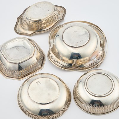 Lot 200 - FIVE AMERICAN STERLING SILVER PIERCED DISHES AND BASKETS