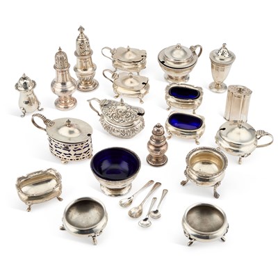 Lot 339 - A COLLECTION OF SILVER CONDIMENTS