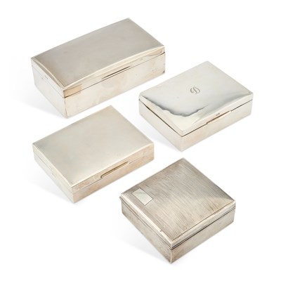 Lot 395 - FOUR 20TH CENTURY SILVER CIGARETTE BOXES